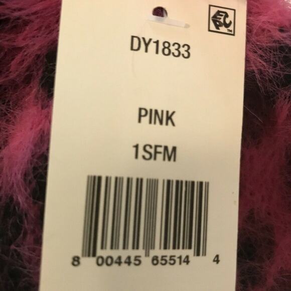 DKNY $36 NEW Fuzzy Animal Print Beanie Hot Pink Black Cheetah Cap Hat Winter - Picture 5 of 6